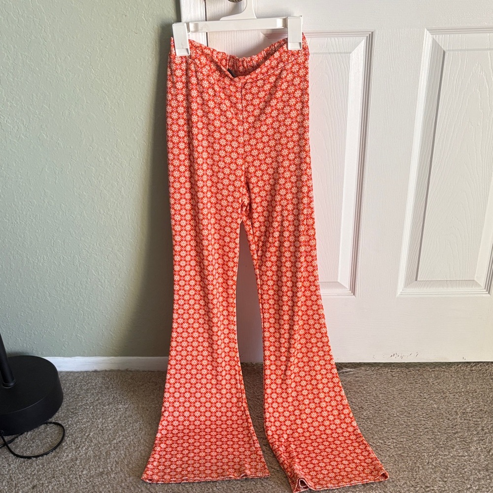Wild Fable Orange Patterned Flare Pants